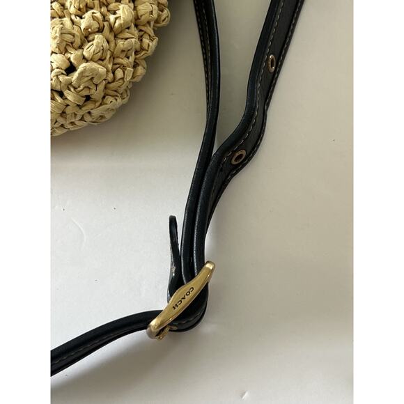 Coach Soft Tabby Shoulder Bag Popcorn Raffia Straw Leather CA032 Crossbody Purse - Picture 8 of 14